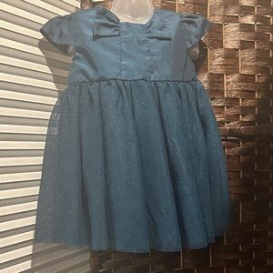Charming Teal Kids Dress with Bow Detail